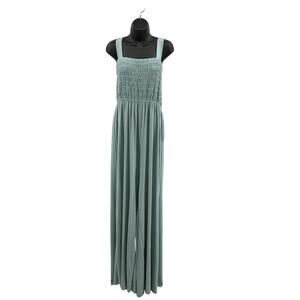 Zenana Smocked Maxi Romper Dress WMNS 3X Green Plus Size Square Neck Sleeveless